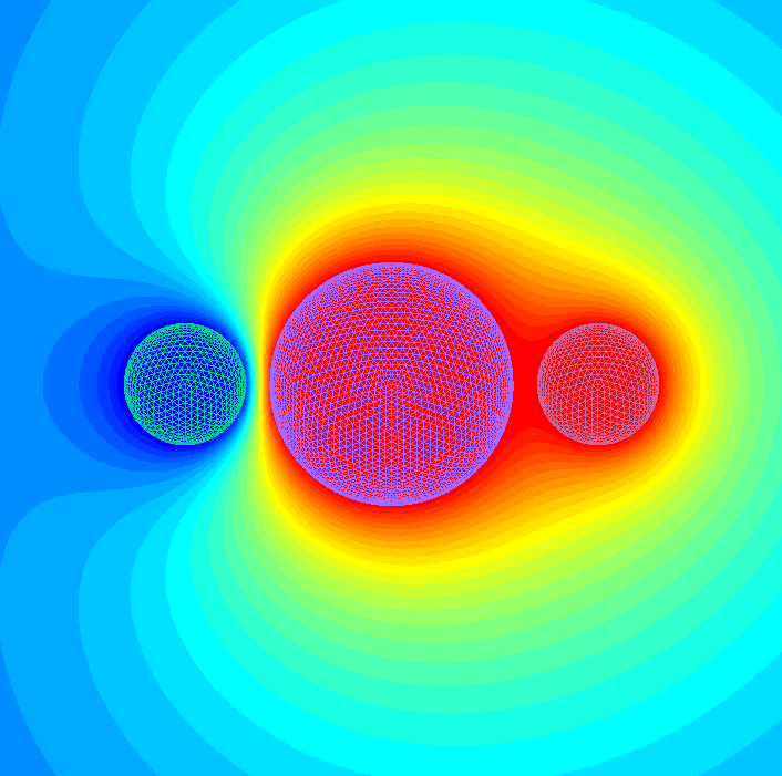 ３個の球型電極